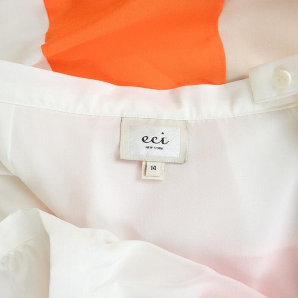 ECI Orange Ivory White Color Block Gathered Above Knee Mini Y2K Skirt Lined 14 - Picture 4 of 6